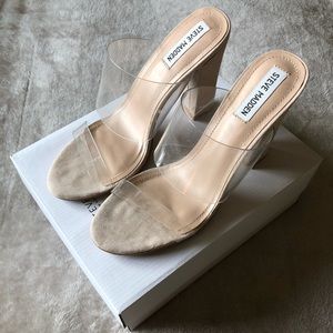 Steve Madden Jubilee Clear/Nude Block Heels